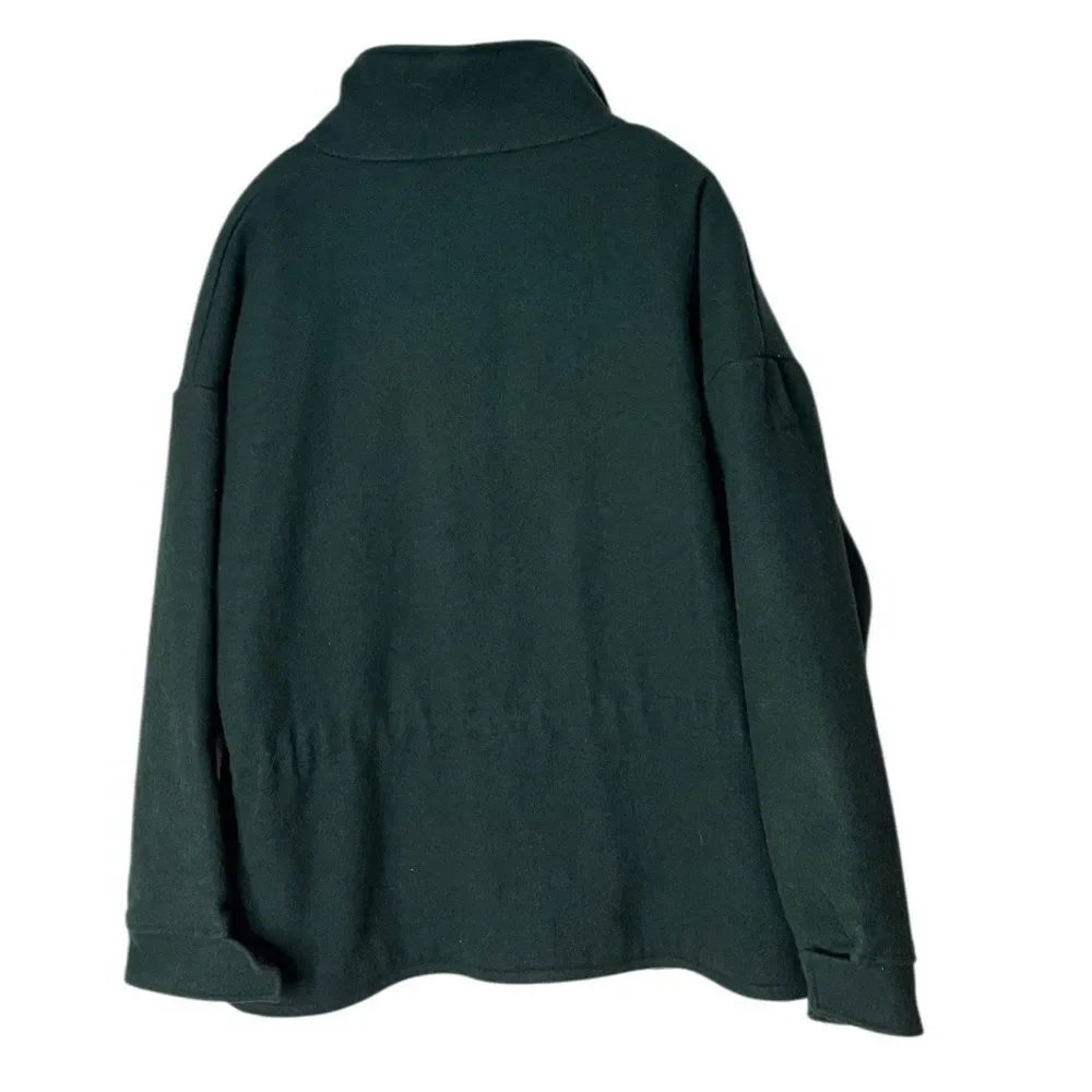 CODET Dark Green Winter Coat Wool Blend Drawstring Waist Thinsulate Size XL Reg